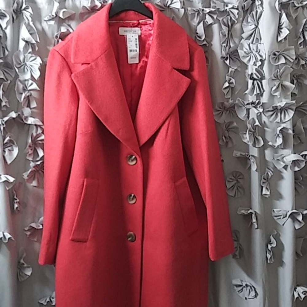 Wool blend knee length coat